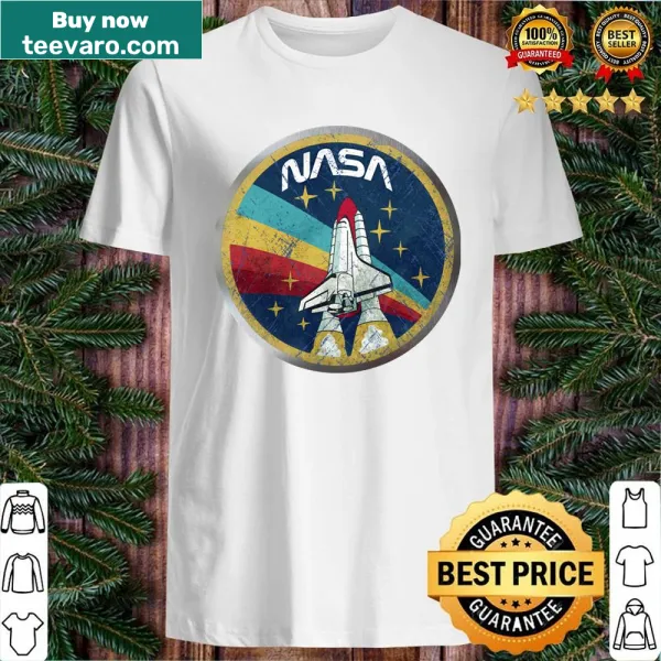 Vintage NASA logo t-shirt with a metal border design