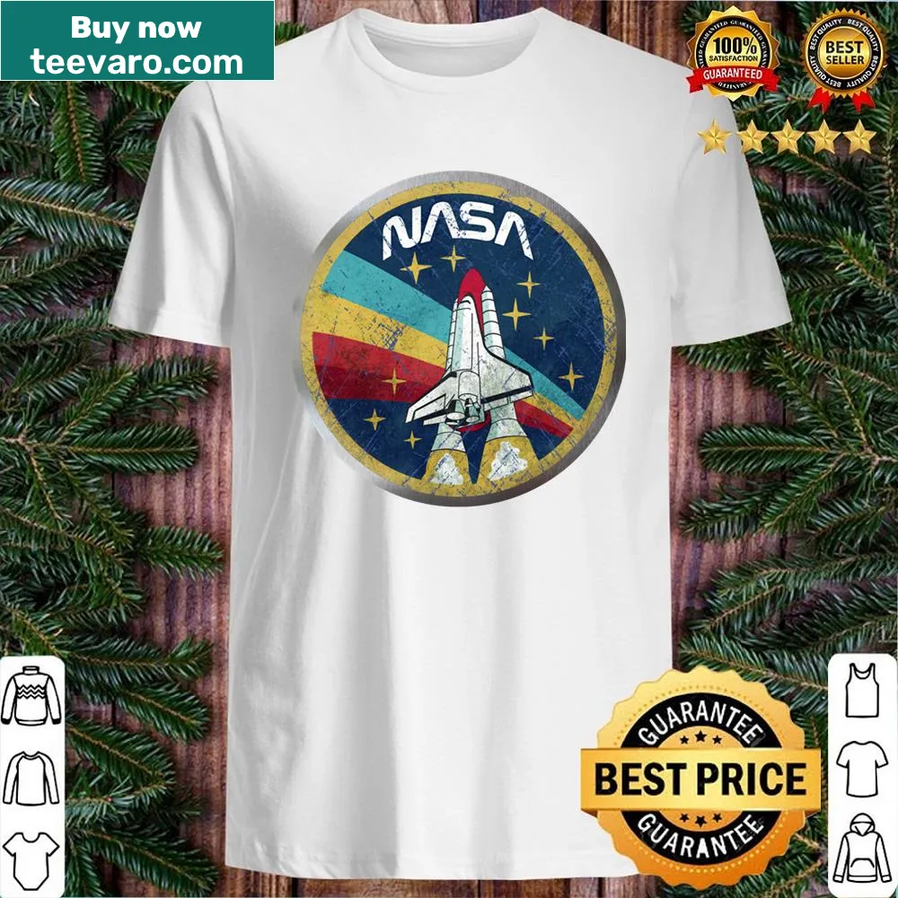 Vintage NASA logo t-shirt with a metal border design