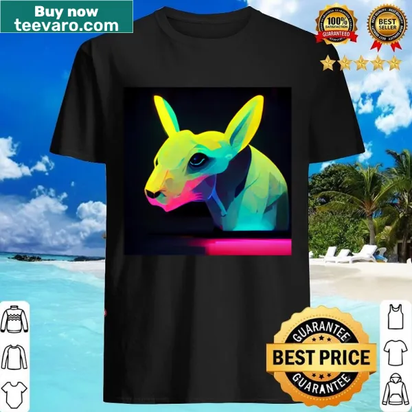Illustration of a kangaroo in neon style on a T-shirt