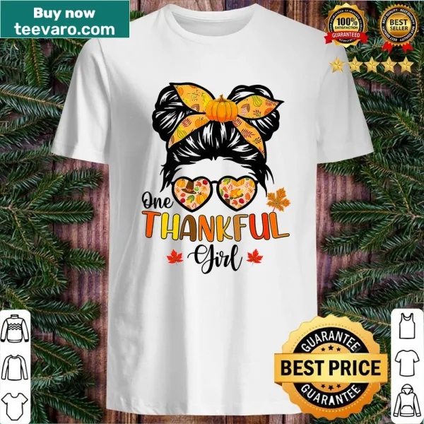 Cute Thanksgiving shirt with a girl and messy bun graphic