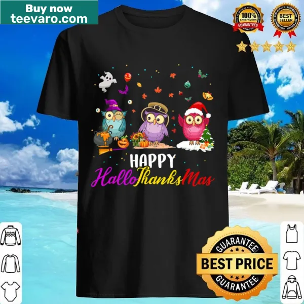 Whimsical holiday shirt featuring a happy owl design