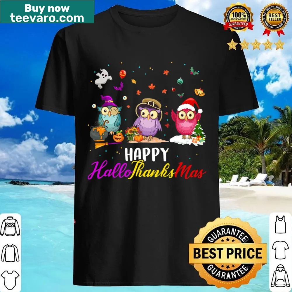 Whimsical holiday shirt featuring a happy owl design
