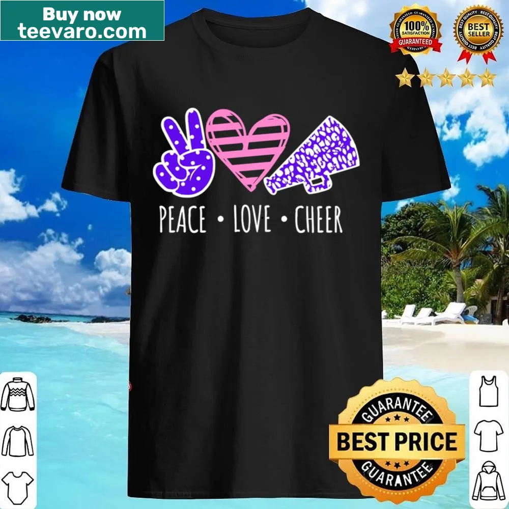 Funny Cheerleader shirt with playful text about peace and love