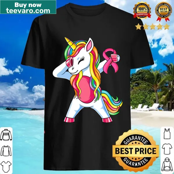 Cute toddler shirt with unicorn and pink ribbon graphic