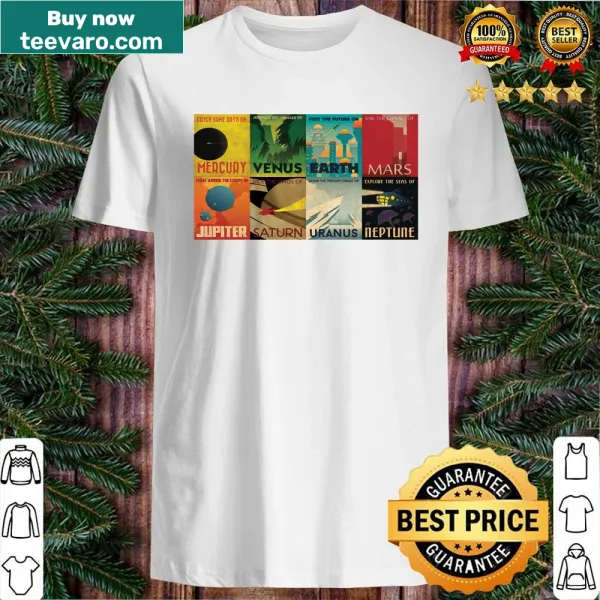 Stylized planets shirt showcasing the solar system