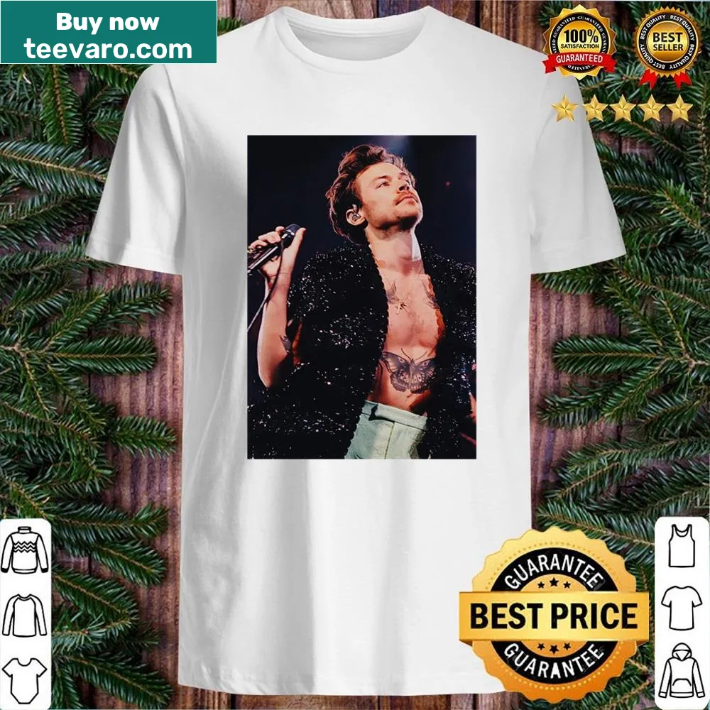 Delicate butterfly illustration shirt for nature lovers.