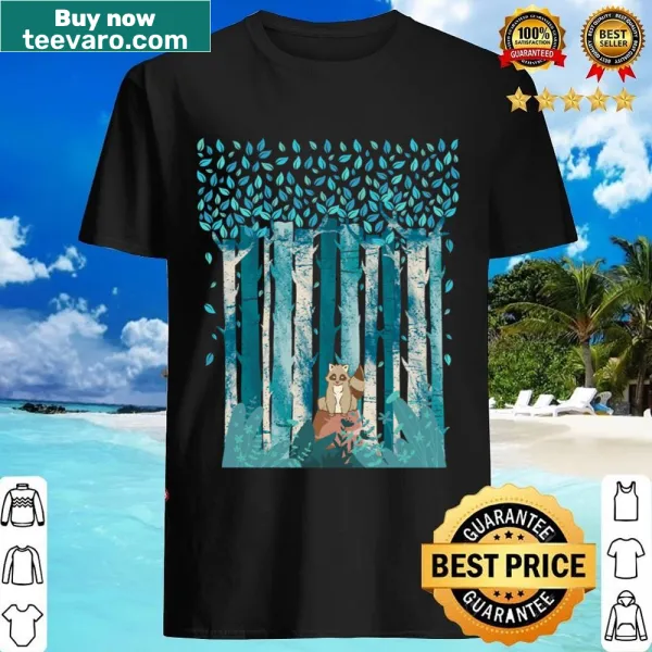 Cute raccoon illustration t-shirt featuring a playful raccoon design