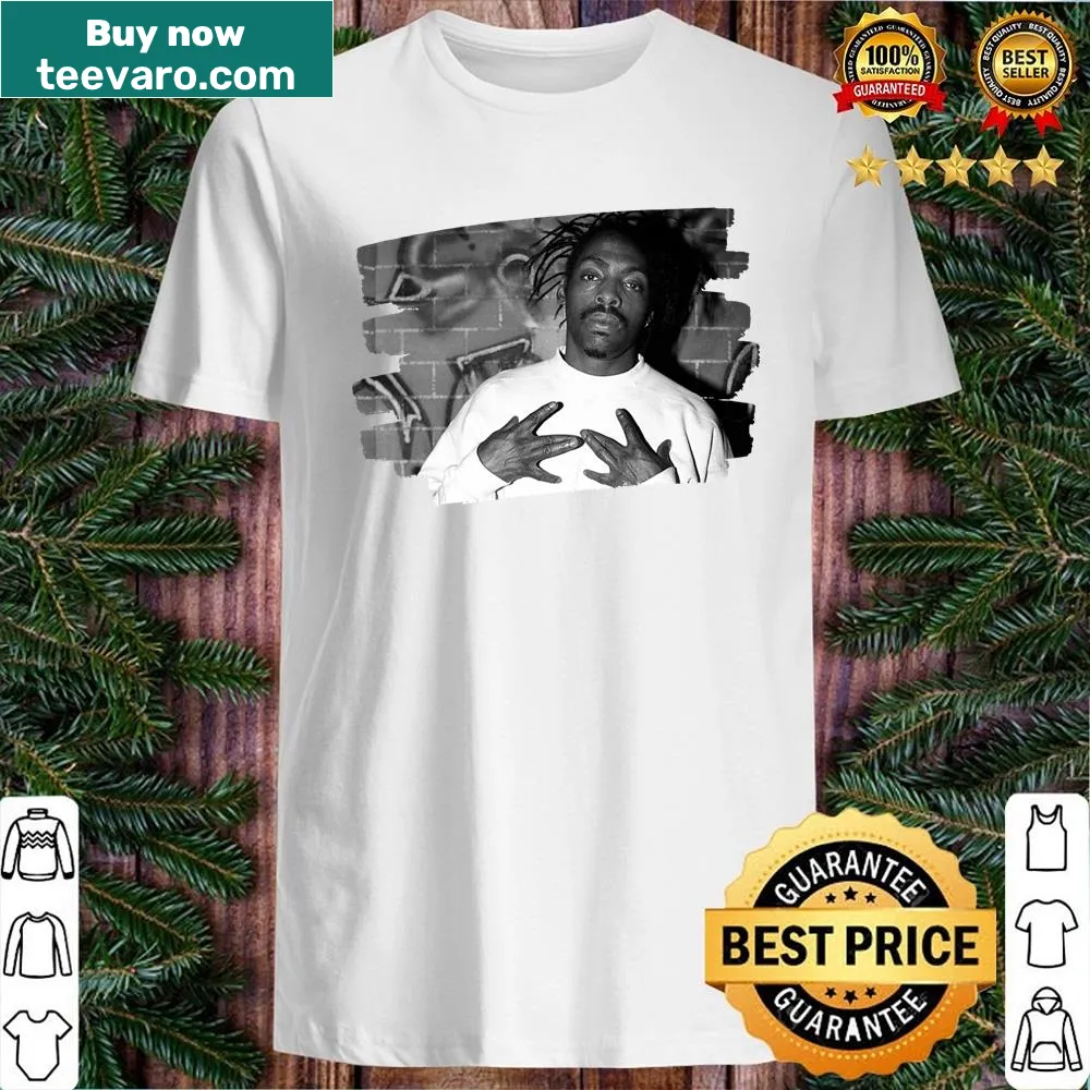 Graphic of rapper Coolio with artistic design on shirt