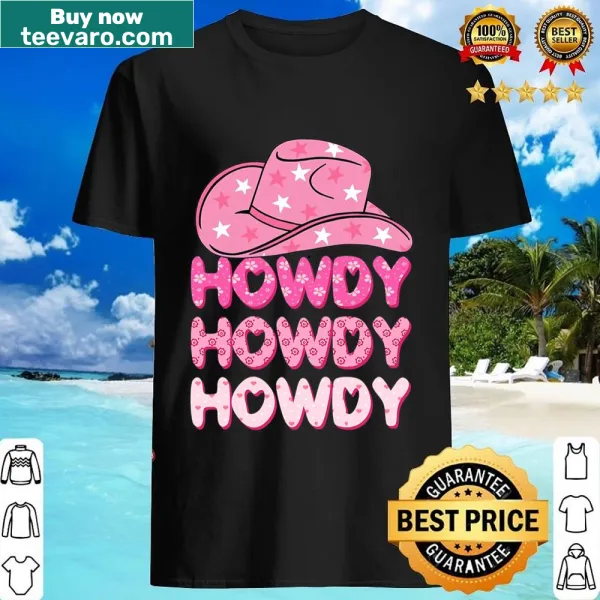 Retro flower design with 'Howdy' text and cowgirl theme