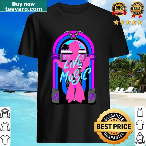 Vintage jukebox graphic t-shirt celebrating live music