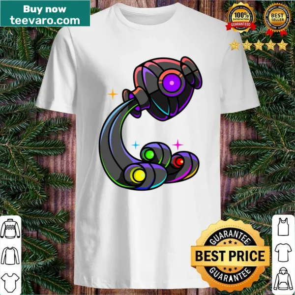 Playful robot design with Aquarius symbol on a tee