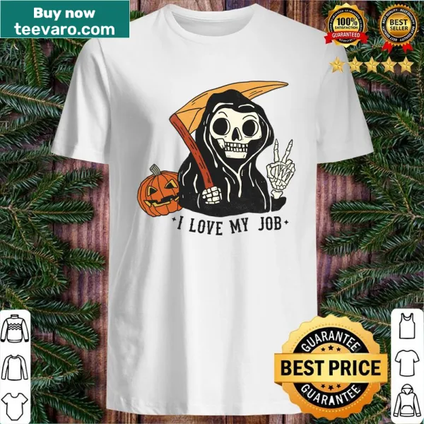 Funny Halloween shirt featuring a rocker skeleton hand graphic