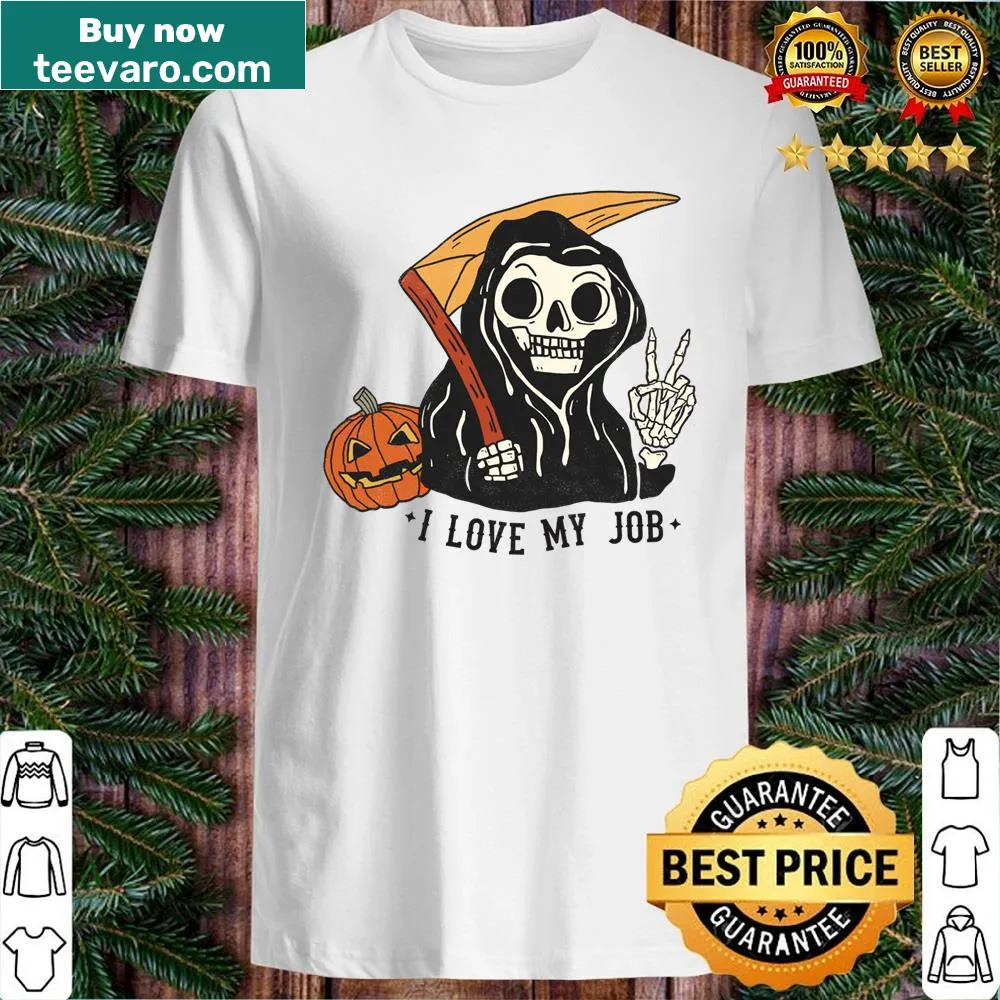 Funny Halloween shirt featuring a rocker skeleton hand graphic