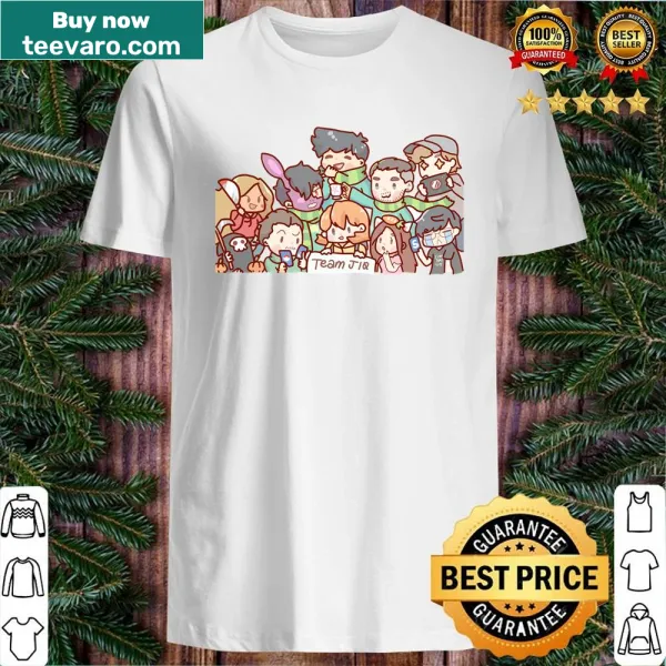 Cute chibi characters inspired by Twitch streamers on a shirt