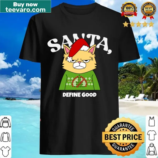 Funny cat graphic with Santa text for Christmas