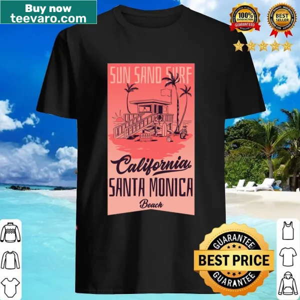Illustration of Santa Monica Beach featuring palm trees