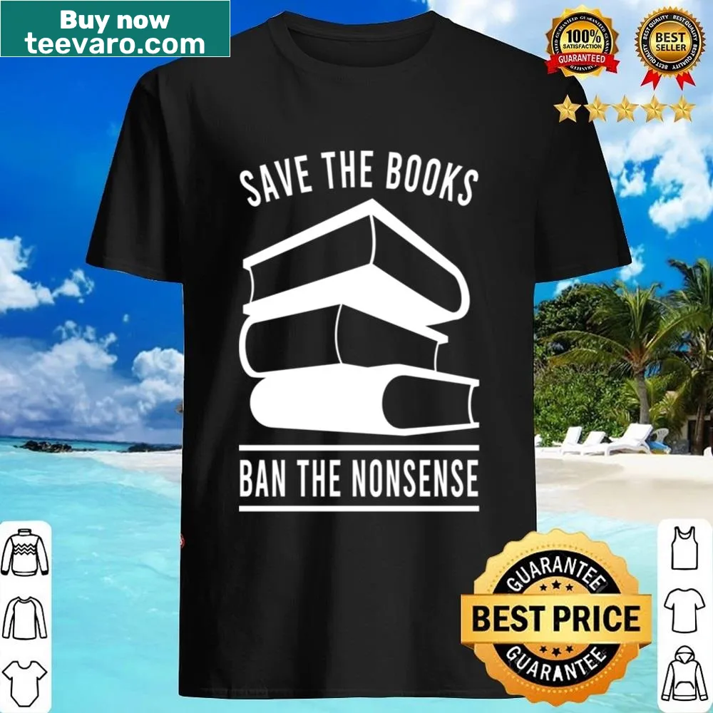 T-shirt advocating to save banned books with a meaningful graphic