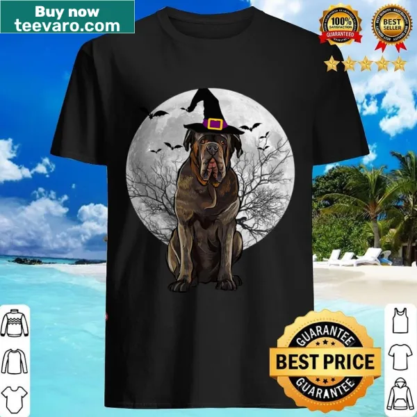 Halloween shirt featuring a Neapolitan Mastiff in a witch hat