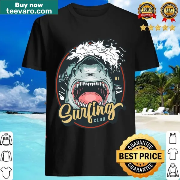 Shark warning illustration graphic T-shirt