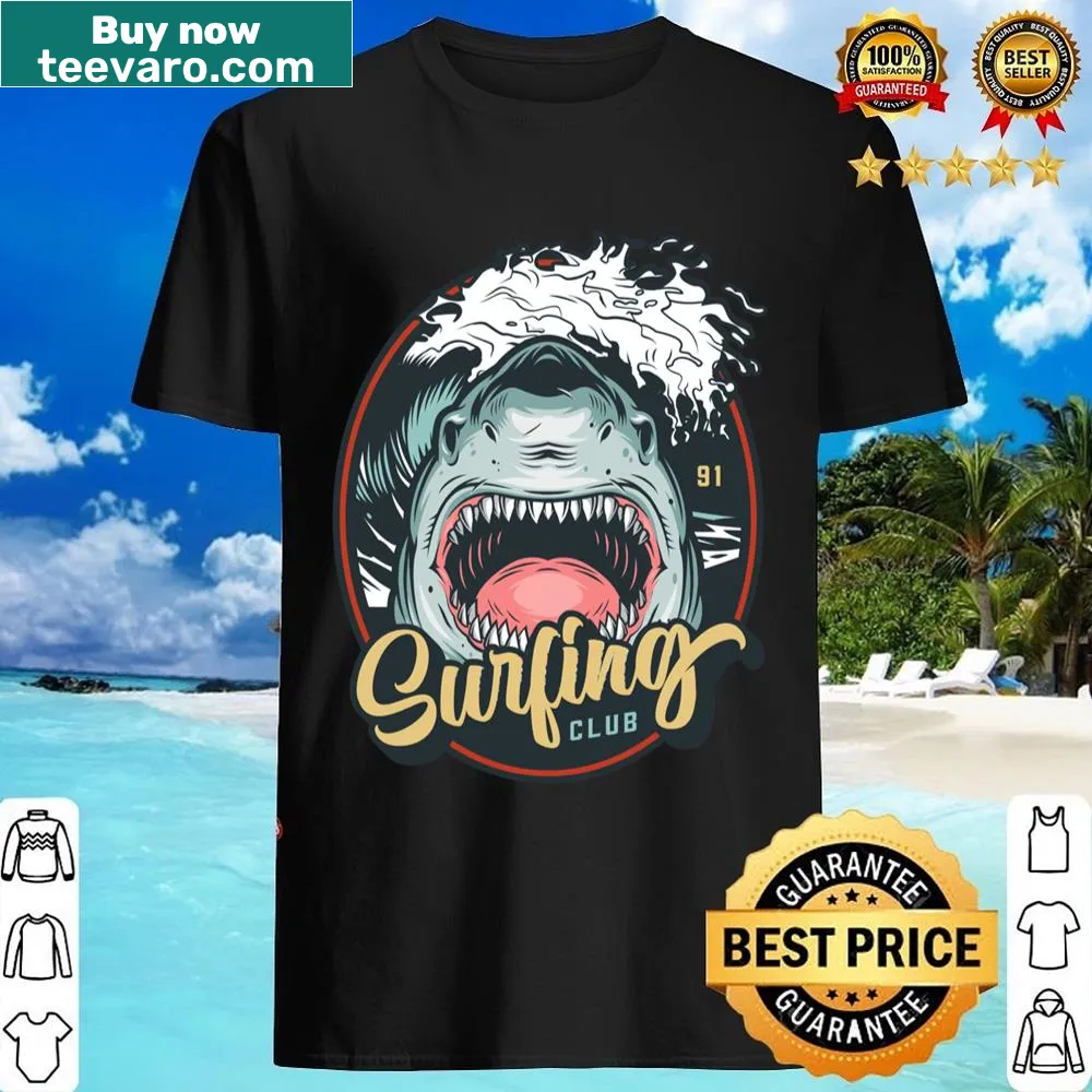 Shark warning illustration graphic T-shirt