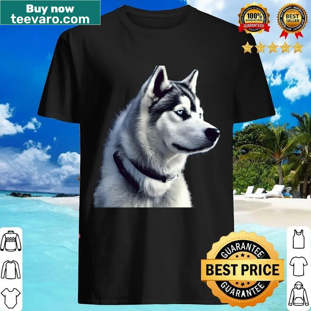 Illustrated Siberian Husky shirt with striking dog features
