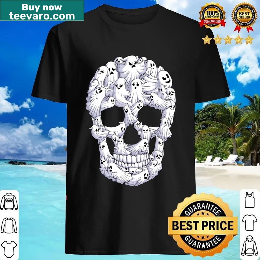 Cartoon skull and ghost graphic with 'Boo!' text