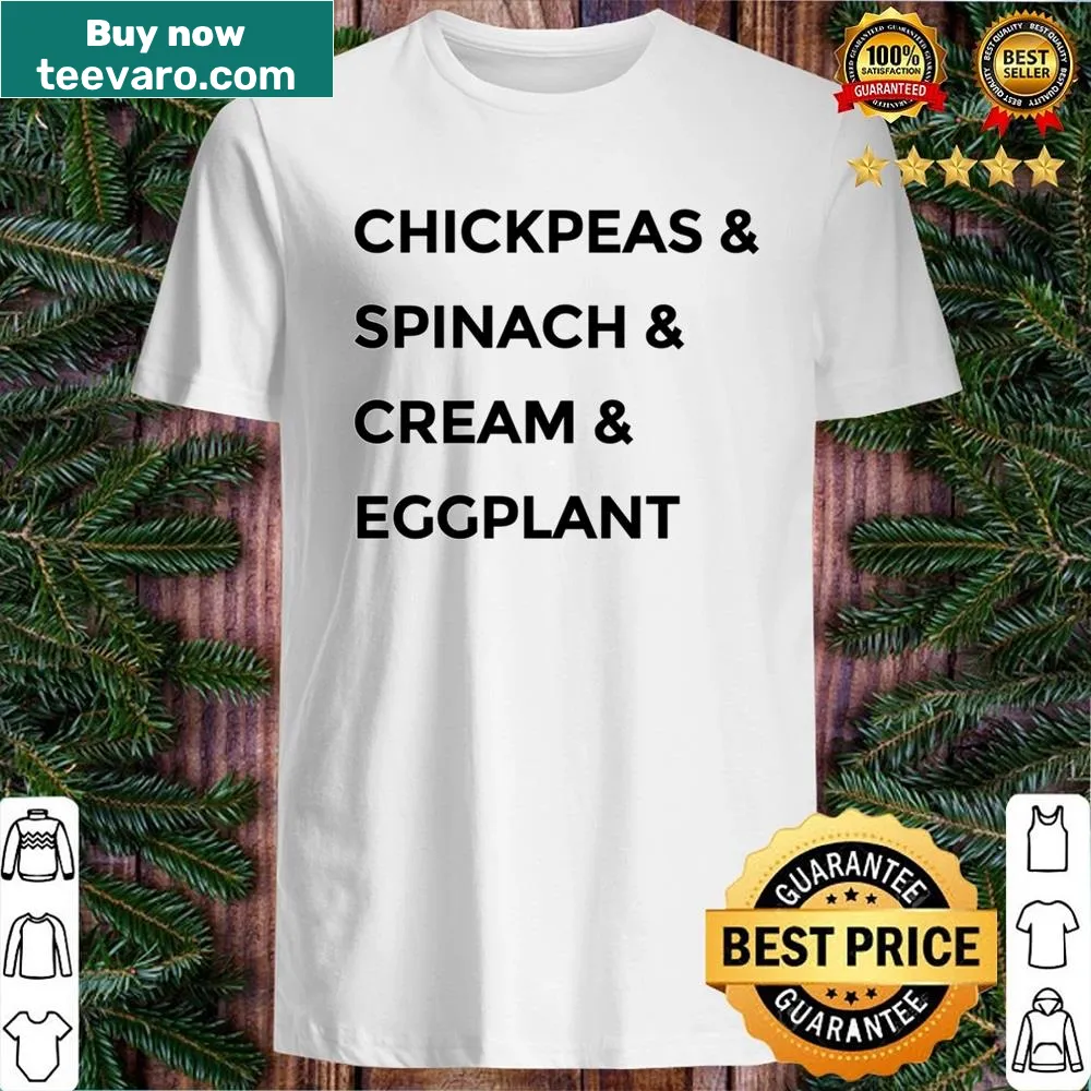 Illustration of spinach and chickpea dhal on shirt