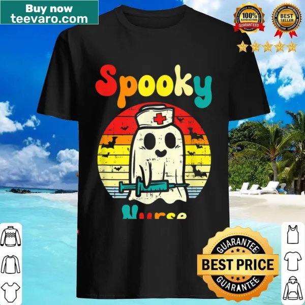 Funny nurse shirt with cartoon ghost and 'Boo Nurse' text