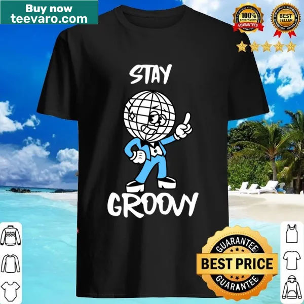 Disco ball graphic with Stay Groovy text in a retro style