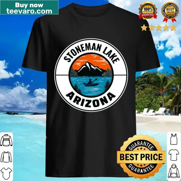 Shirt featuring mountain and lake graphics, ideal for fishing and boating