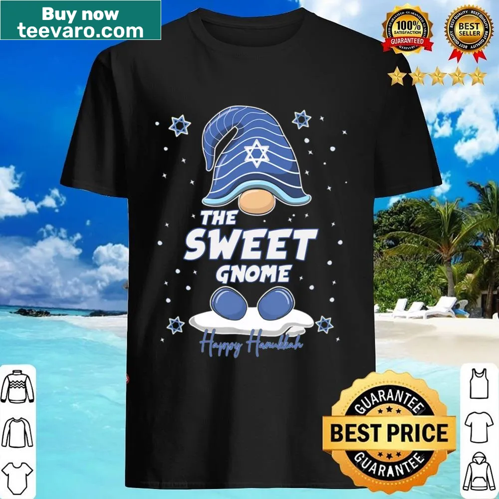 Whimsical gnome design for Hanukkah family matching shirt