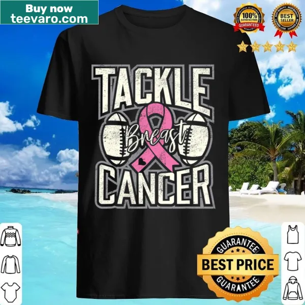 Football shirt with a pink ribbon design supporting breast cancer awareness.