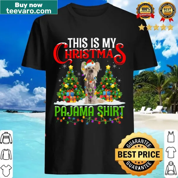 Christmas pajama shirt with a Chinese Crested dog graphic