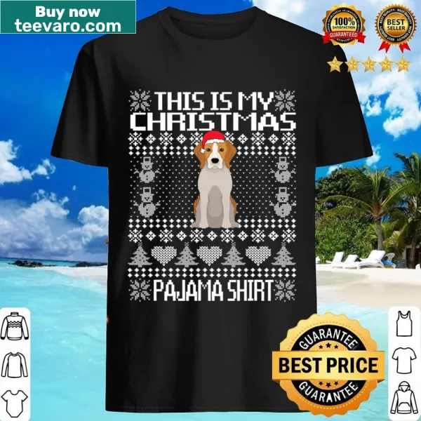Ugly Christmas shirt featuring a beagle dressed as Santa.