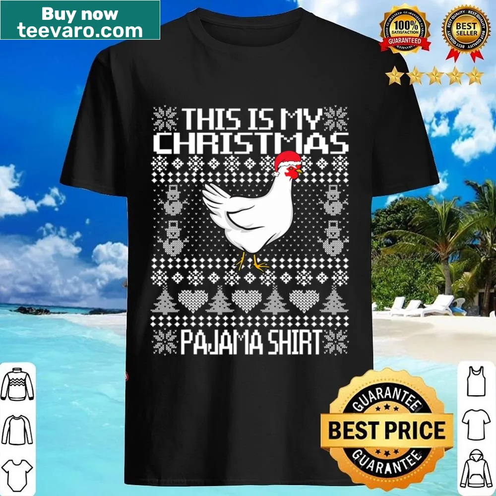 Funny chicken Santa design for Christmas pajama shirt