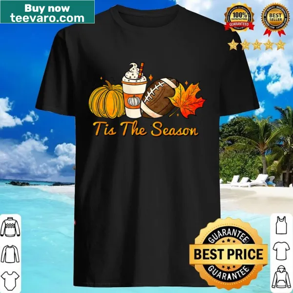 Thanksgiving-themed shirt with autumn leaves and pumpkin spice