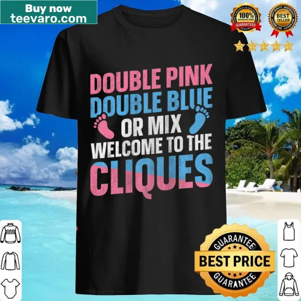 Twin mom-to-be shirt with a playful gender reveal design