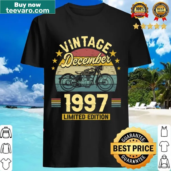 Vintage 1997 December birthday shirt with distressed design for 25th celebration