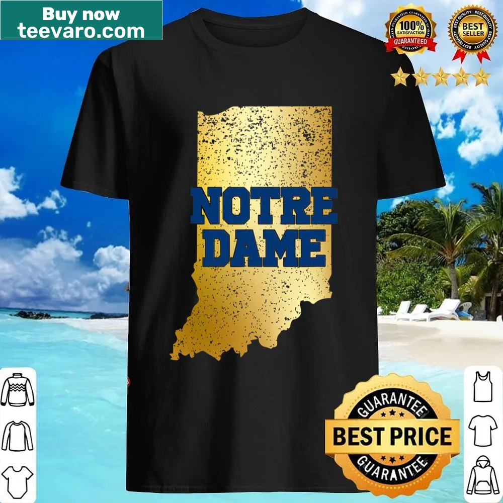 Vintage Notre Dame map shirt featuring university landmarks