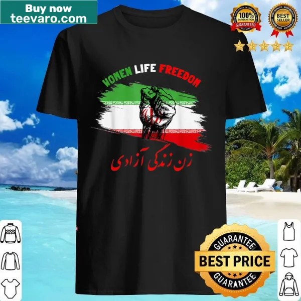Vintage typography shirt with the phrase Women Life Freedom.