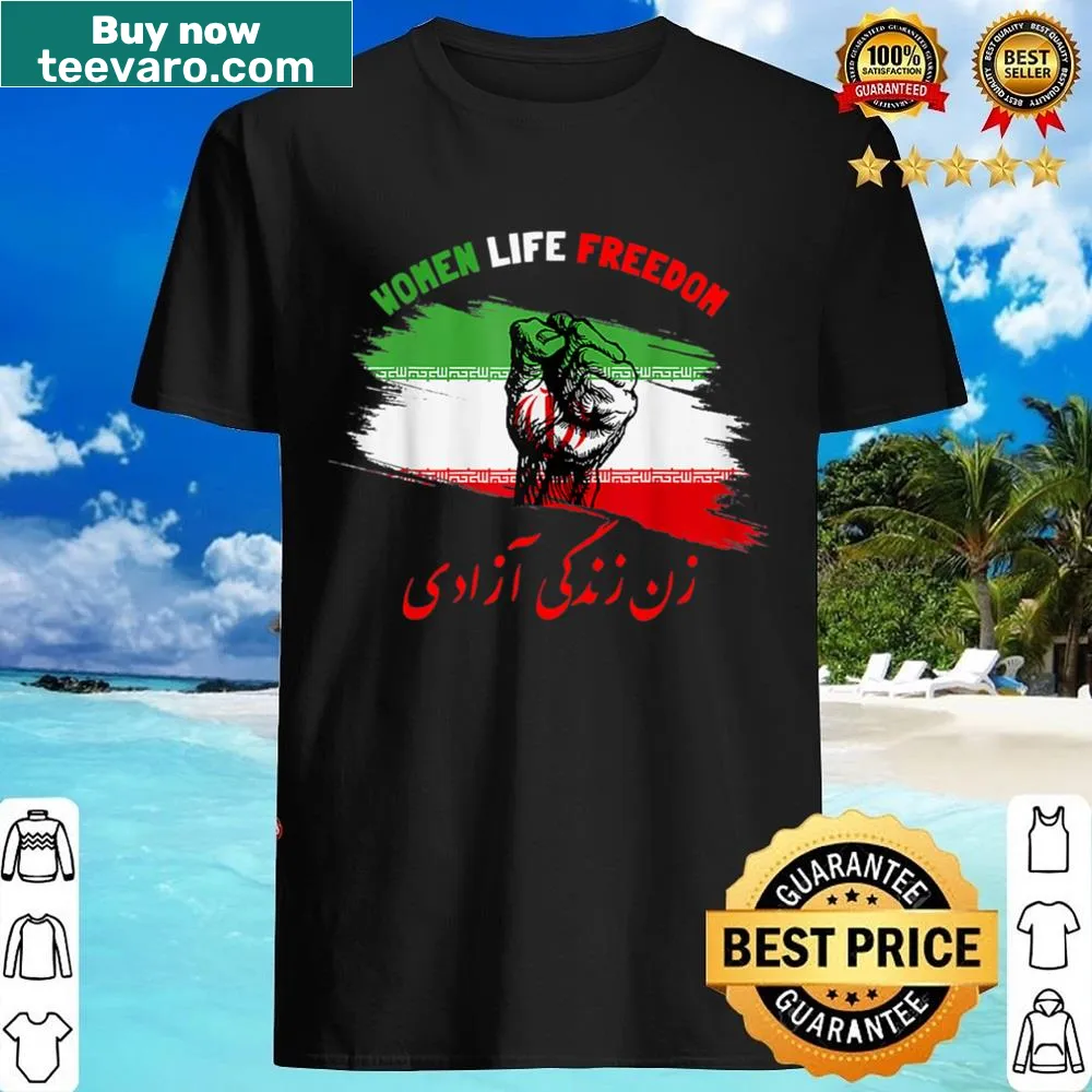 Vintage typography shirt with the phrase Women Life Freedom.