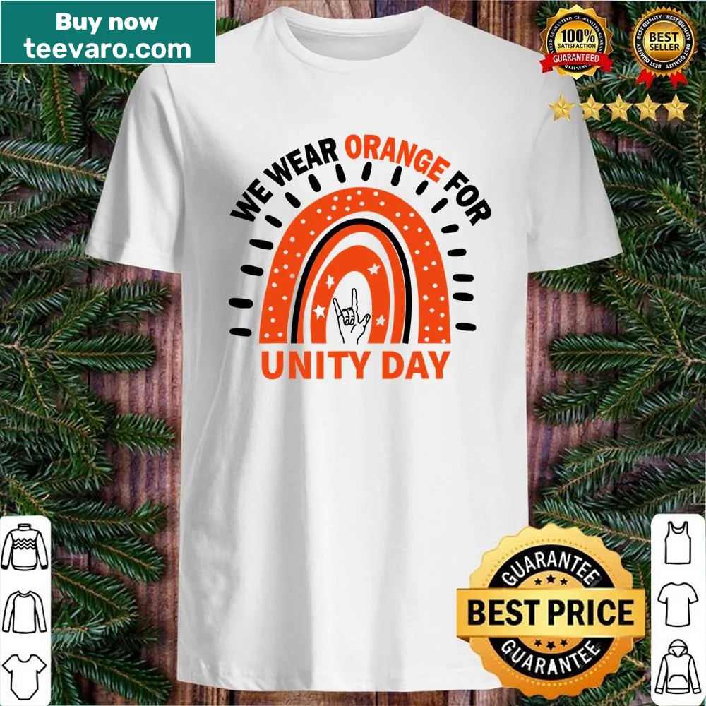Unity Day shirt featuring an anti-bullying message in orange