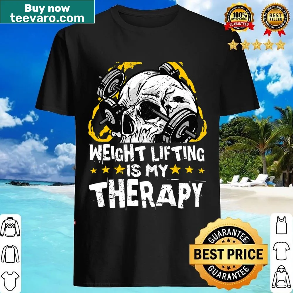 Inspirational gym shirt with 'Weightlifting Is My Therapy'