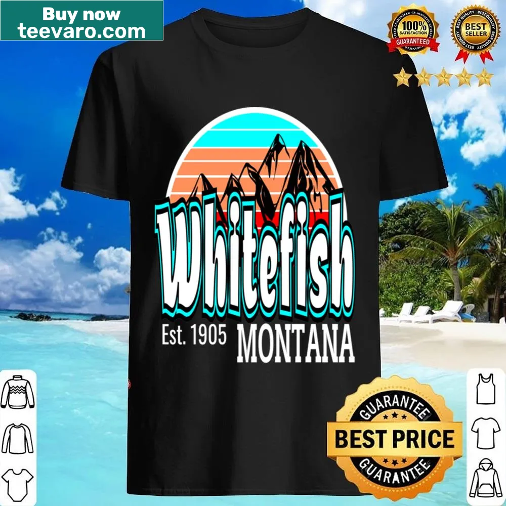 Vintage Whitefish Montana t-shirt with illustrated sun design