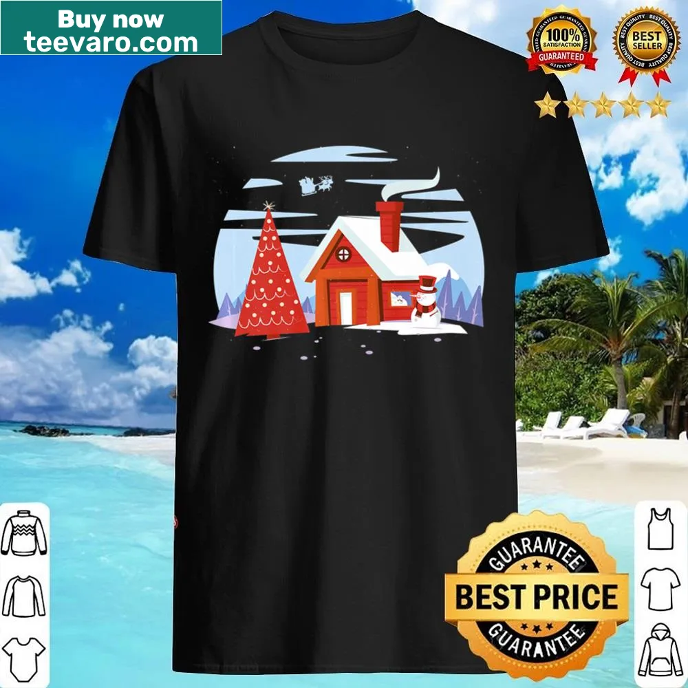 Charming winter landscape design for a joyful Christmas shirt.