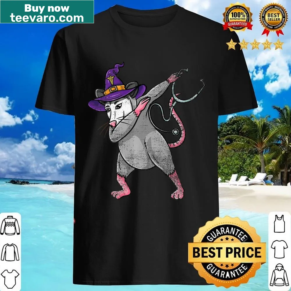 Cute vintage shirt featuring a dabbing opossum witch for nurses