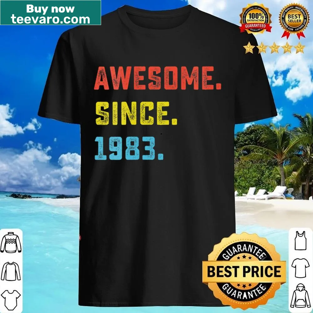 V-neck shirt celebrating 40 years awesome since 1983