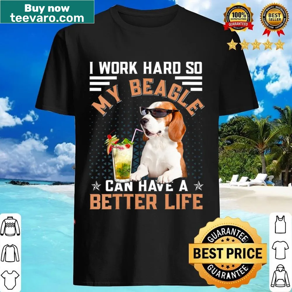 V-neck shirt featuring a funny beagle graphic and playful text