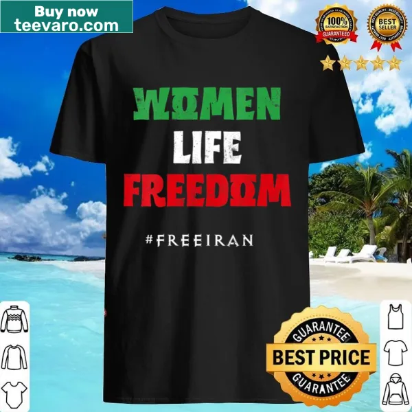 V-neck shirt featuring the Iranian flag and support message