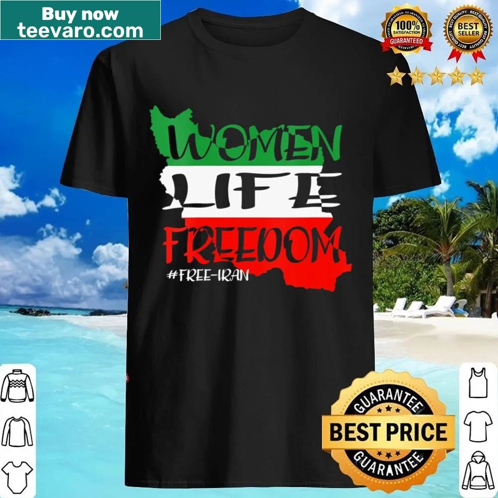 Shirt promoting 'Life Freedom For Free Iran' in bold letters